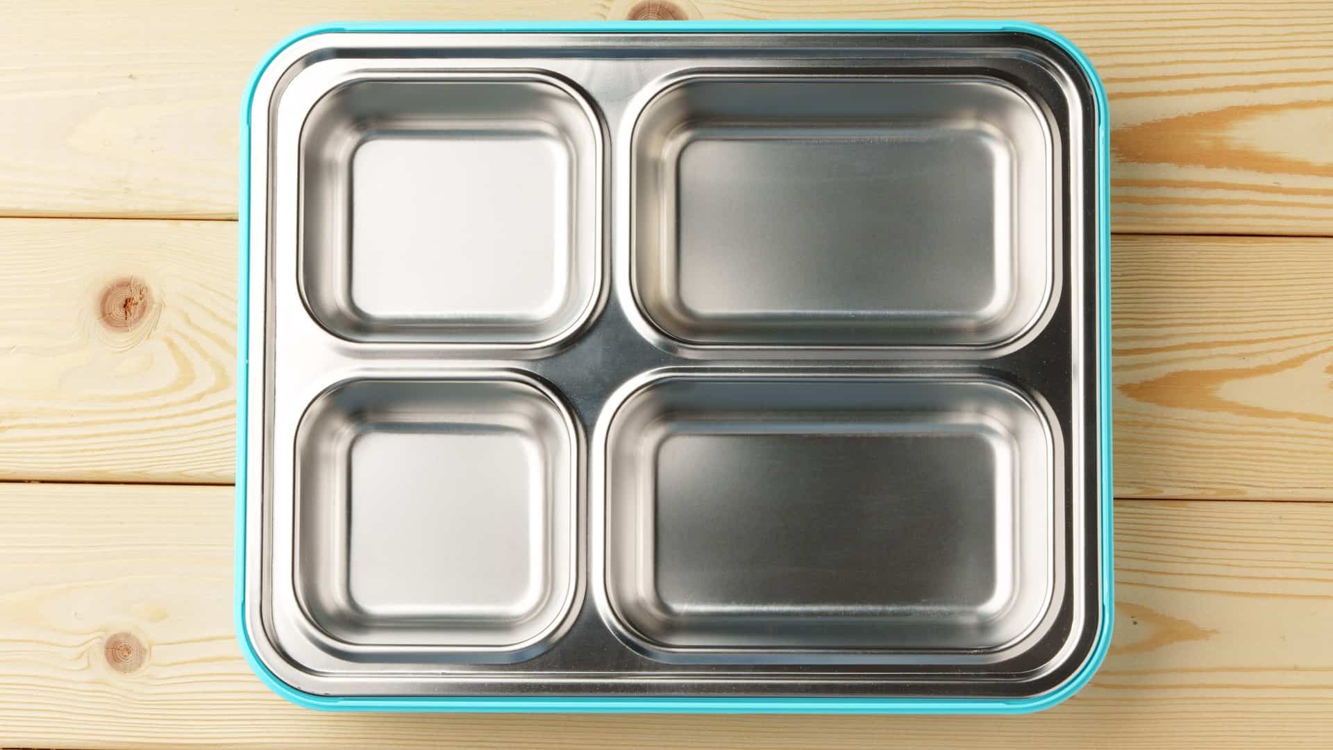 empty metal lunchbox on the counter