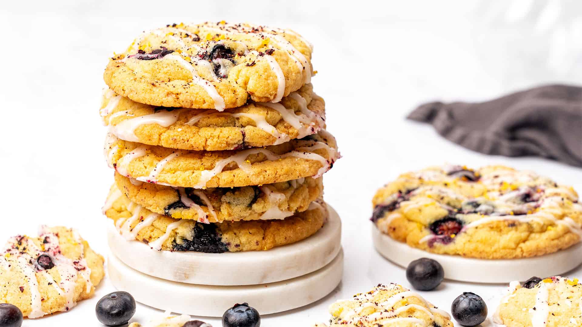 5 Lemon Blueberry cookies on top of each.