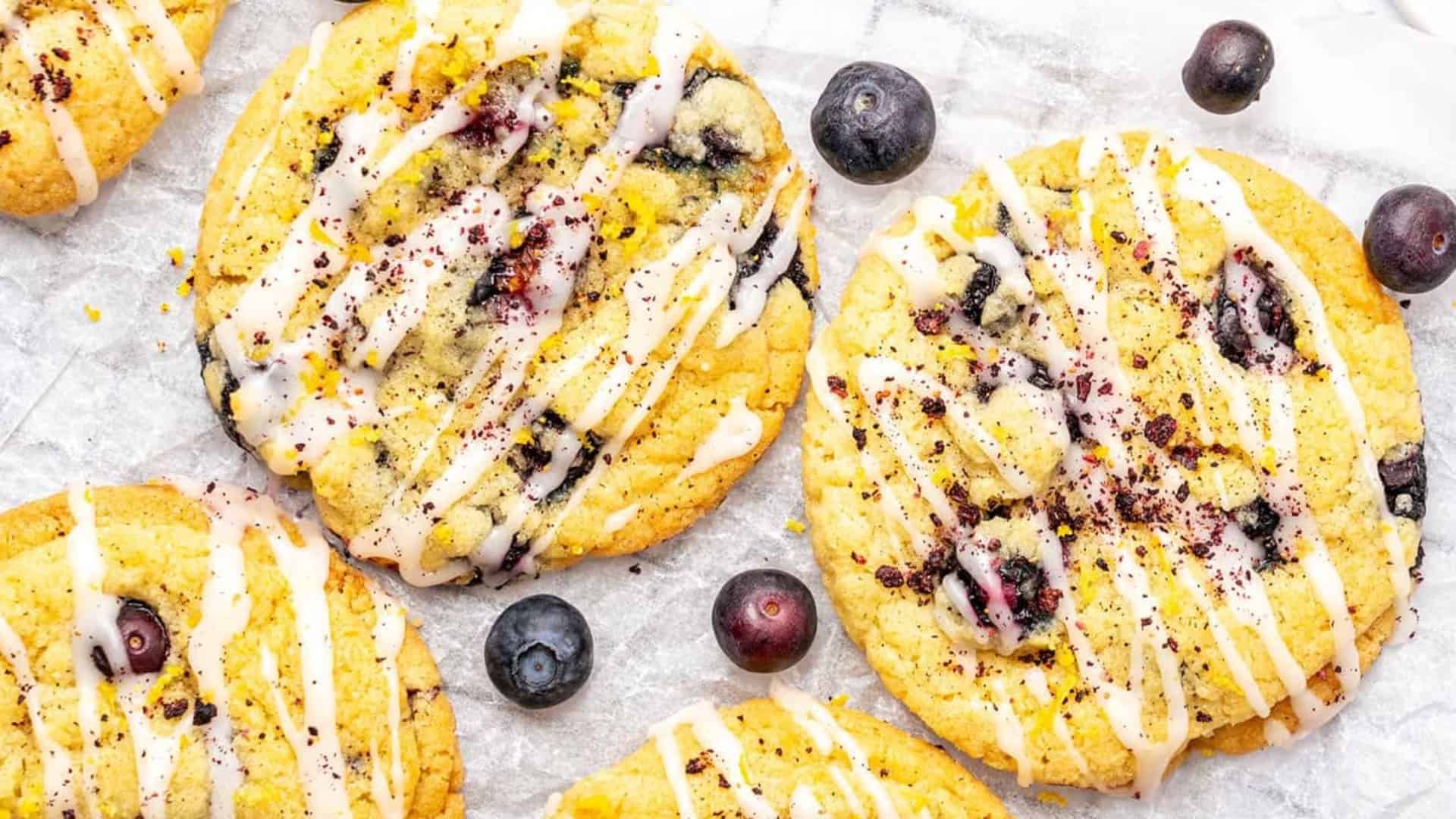 lemon blueberry cookies with glaze