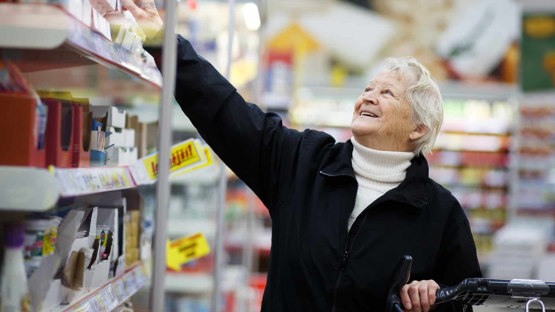 grandma baby boomer grocery shopping