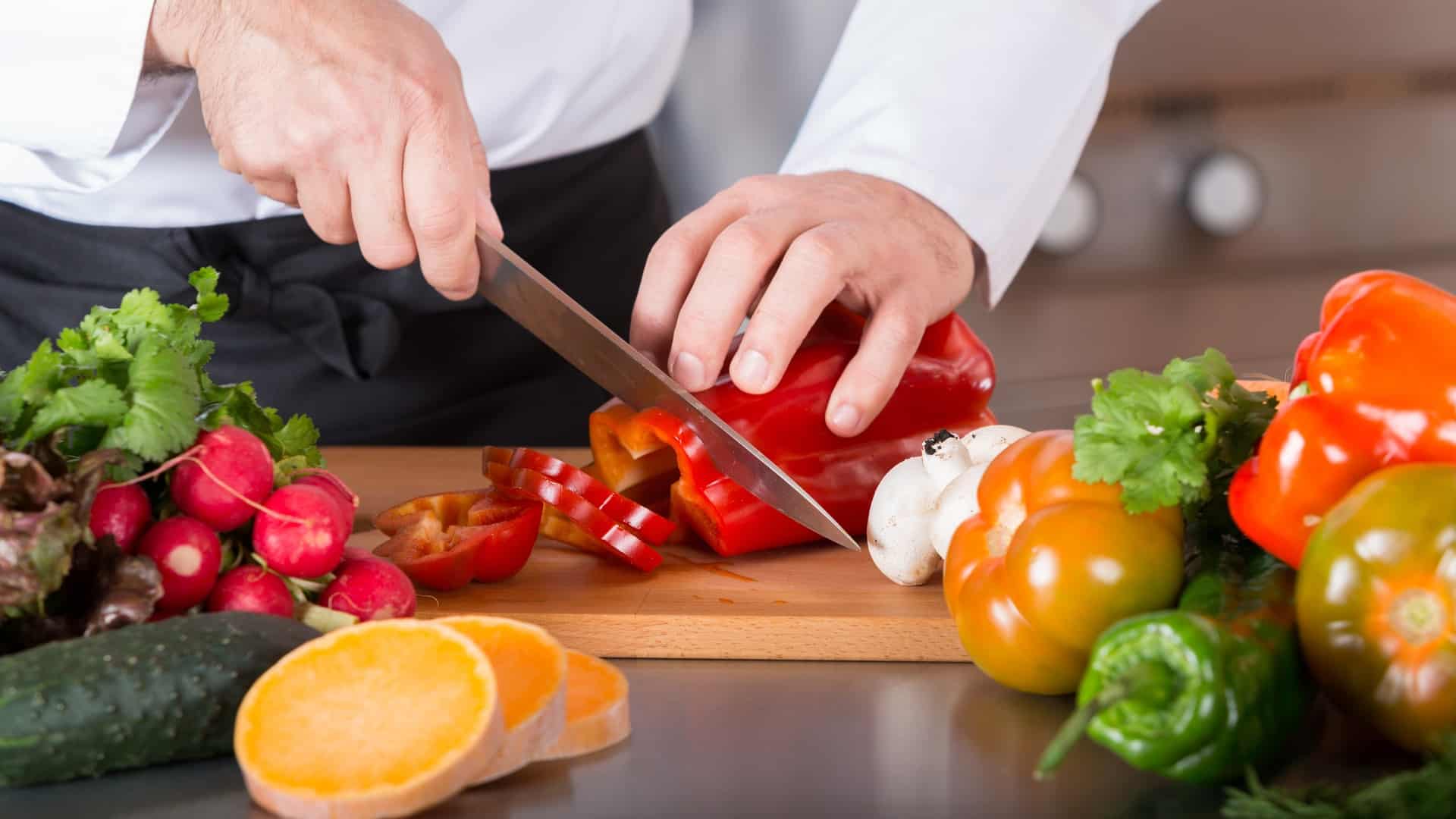 chef chopping vegetables