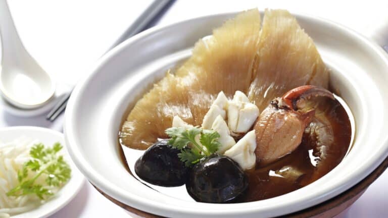 royal shark fin soup in a white bowl