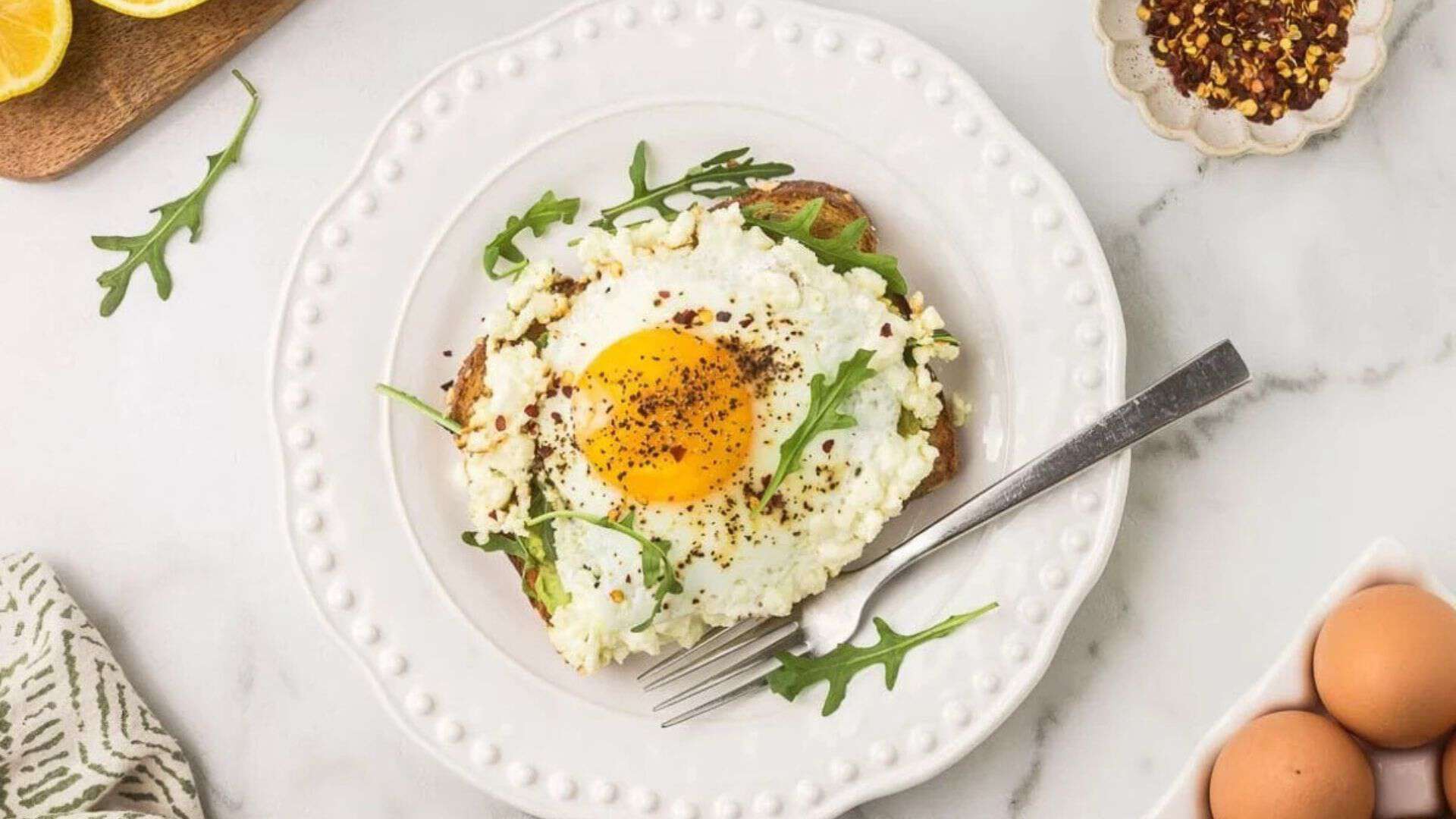 Crispy Feta Fried Eggs with Avocado