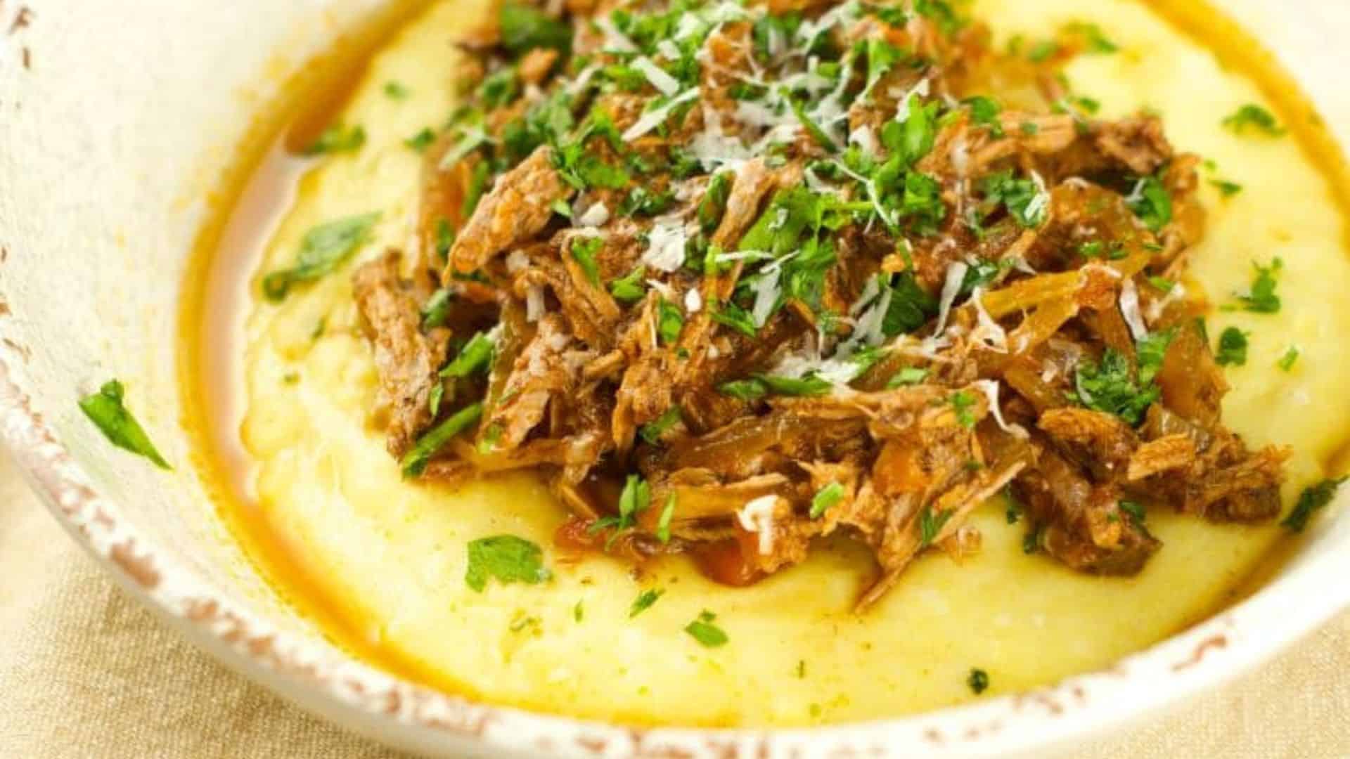 Crock Pot Braised Beef Ragu With Polenta