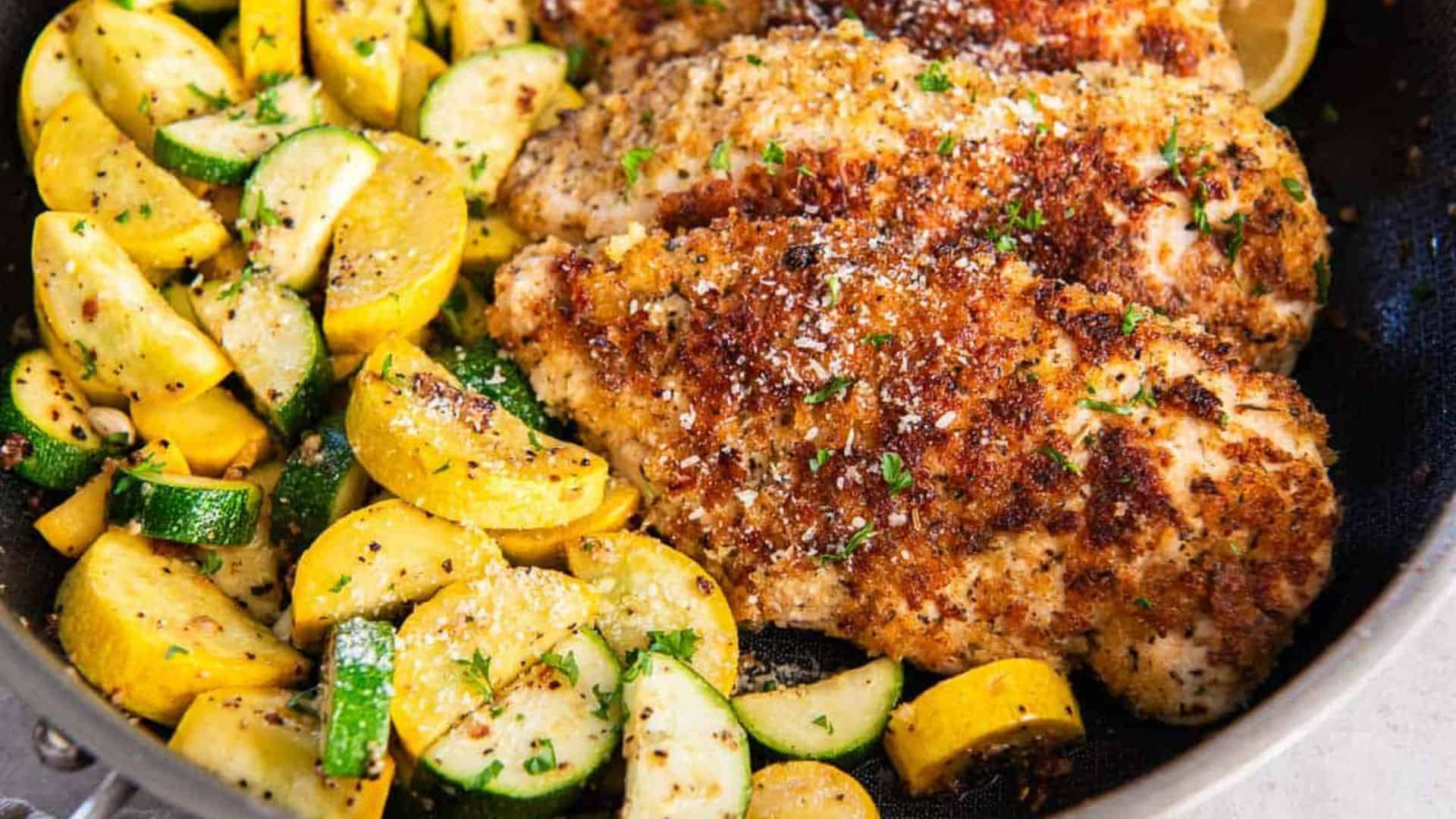 Skillet Parmesan Chicken and Zucchini