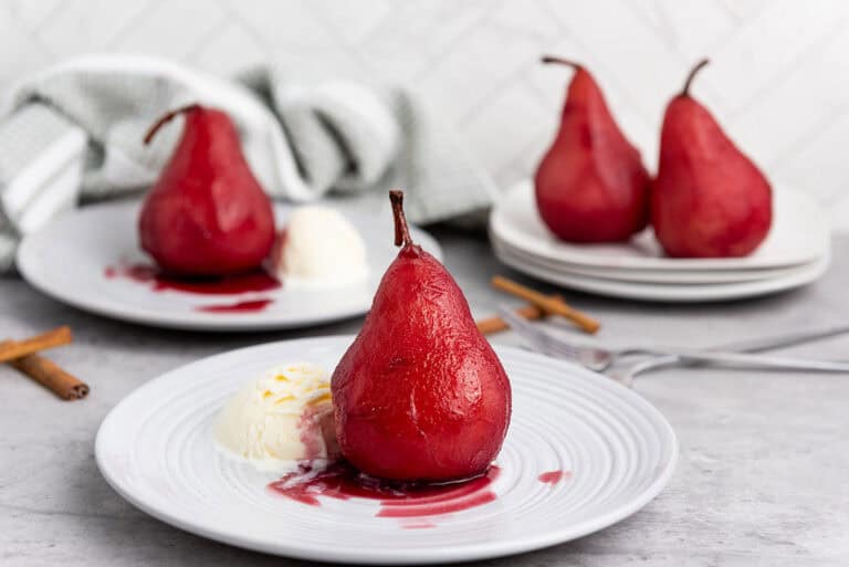 Red Wine Poached Pears