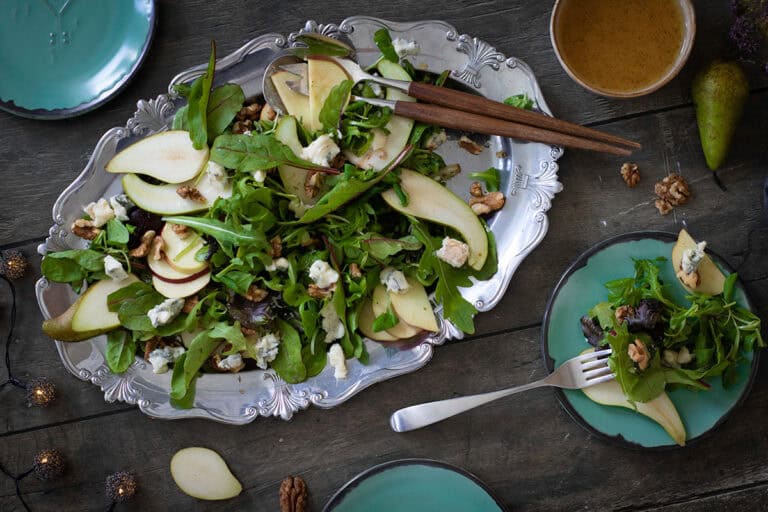 Festive Harvest Salad with Blue Cheese & Spicy Citrus Vinaigrette